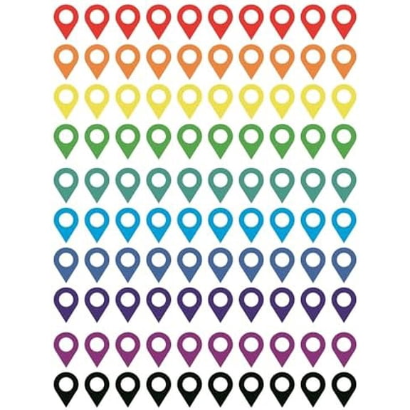 map Location Sticker,100pcs 0.35x0.5inch Colored map Location Sticker