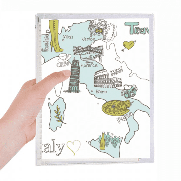 map city italy landmark national flag pattern notebook loose diary refillable journal statiry