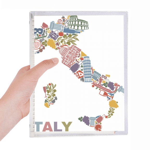 map italy landmark national flag architecture notebook loose diary refillable journal statiry
