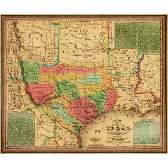 map of Texas : with the contiguous American and Mexican states 1835 Poster Print by S. Augustus Mitchell