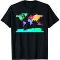 thumbnail image 1 of map of the world ,names of all seven continents t-shirt T-Shirt, 1 of 4