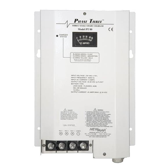 mar PT-80 12V 80A 3 Bank & Phase 3 Battery Charger