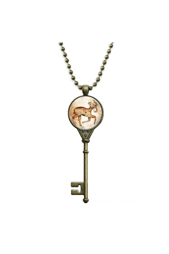 march april aries constellation zodiac key necklace pendant tray embellished chain