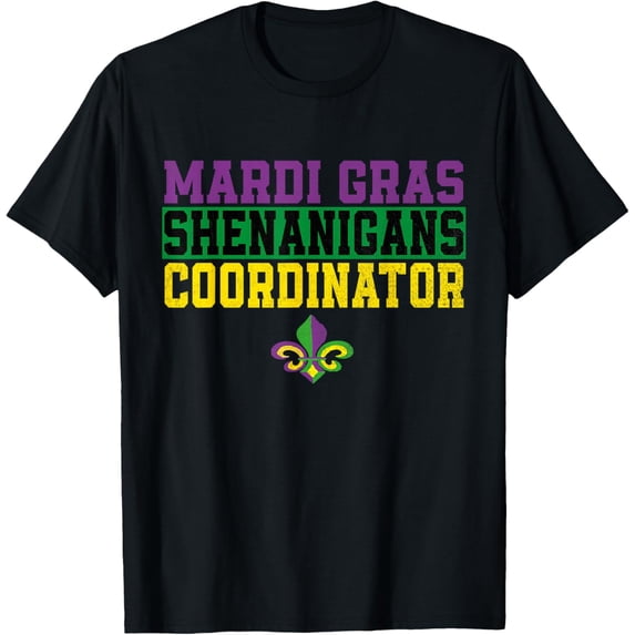 mardi gras shenanigans coordinator Funny mardi gras festival T-ShirtMen's and women's gift, black and white T-shirt, size: Extra large S-4XL