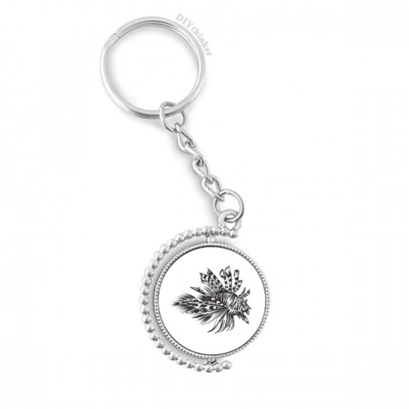 marine life black fish illustration rotatable keyholder disc accessories chain clip