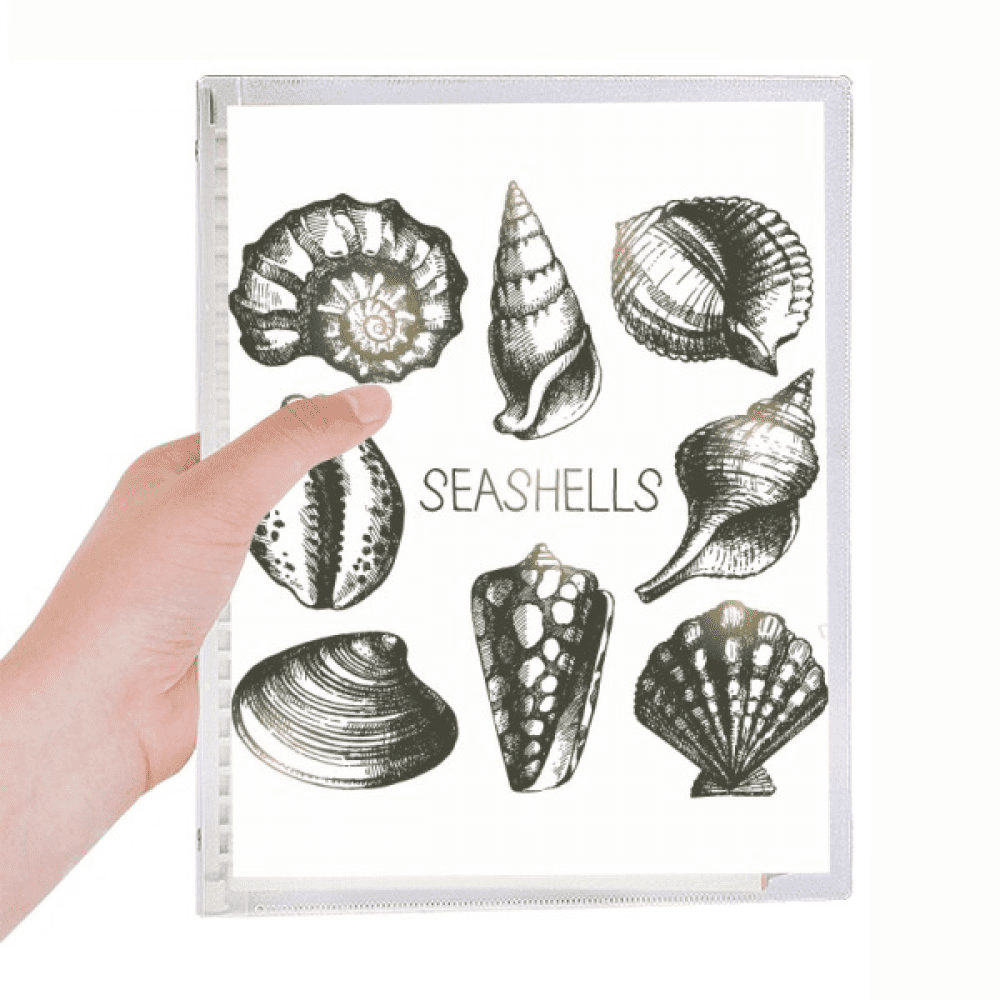marine life black scallop illustration notebook loose diary refillable journal statiry