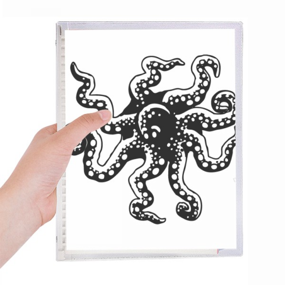 marine life octopus black illustration notebook loose diary refillable ...