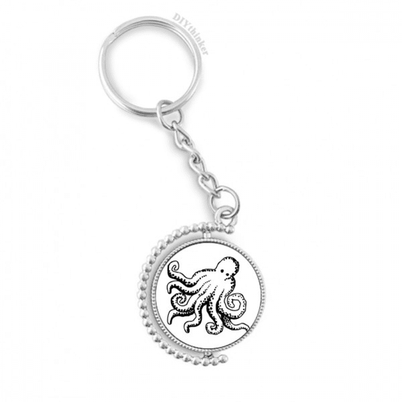 marine life octopus cartoon illustration rotatable keyholder disc accessories chain clip