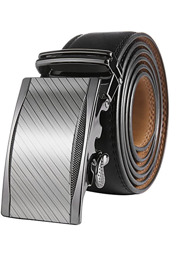 Marino Men's Genuine Leather Ratchet Dress Belt with Automatic Buckle Up to 44in