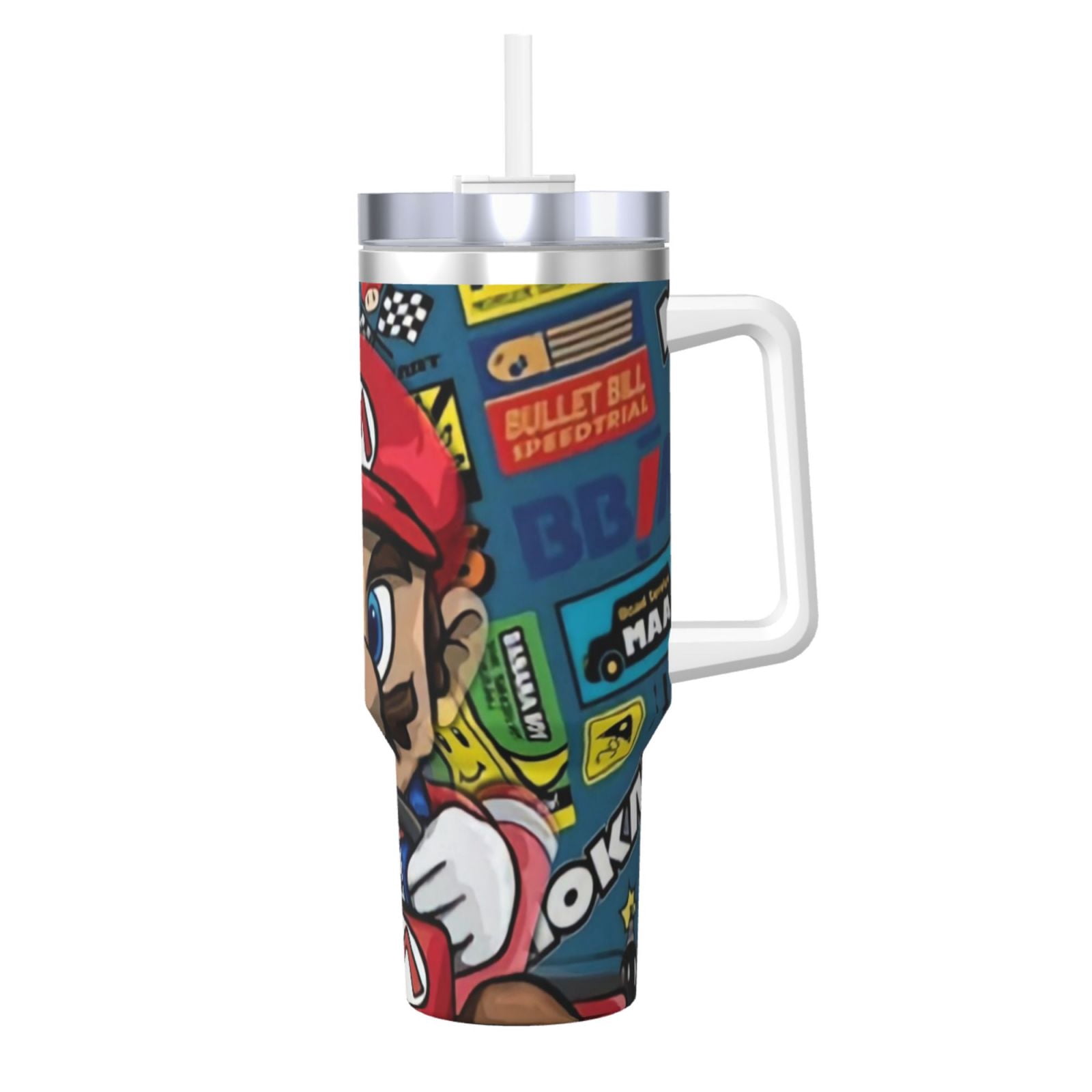 mario 40OZ Ice Mug with Handle Durable Insulated Mug Keeps Drinks Hot ...
