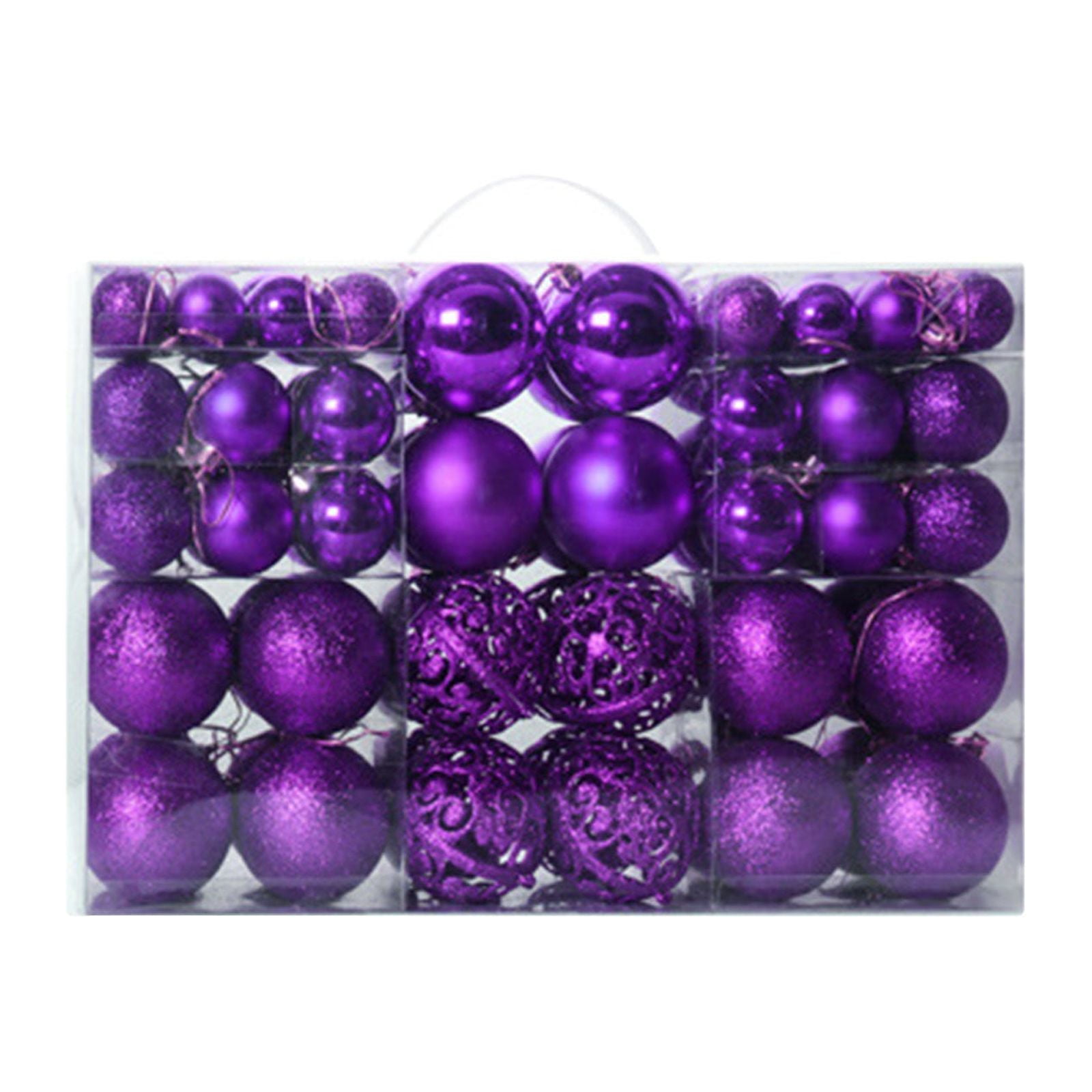 Purple Shatterproof Plastic Christmas Ball Ornaments Set