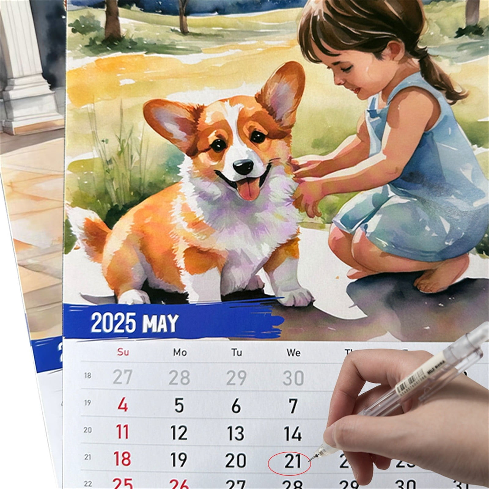 marioyuzhang Calendars,2025 Calendar Puppy Calendar Big Short Leg Dog Hanging Calendar