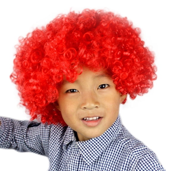 marioyuzhang Half Wigs for Red Kids Human Hair Wig Bundles Party Disco Funny Clown Hair Football Fan-Kids Masquerade Hair Wig Glueless Closure Wefted Wigs