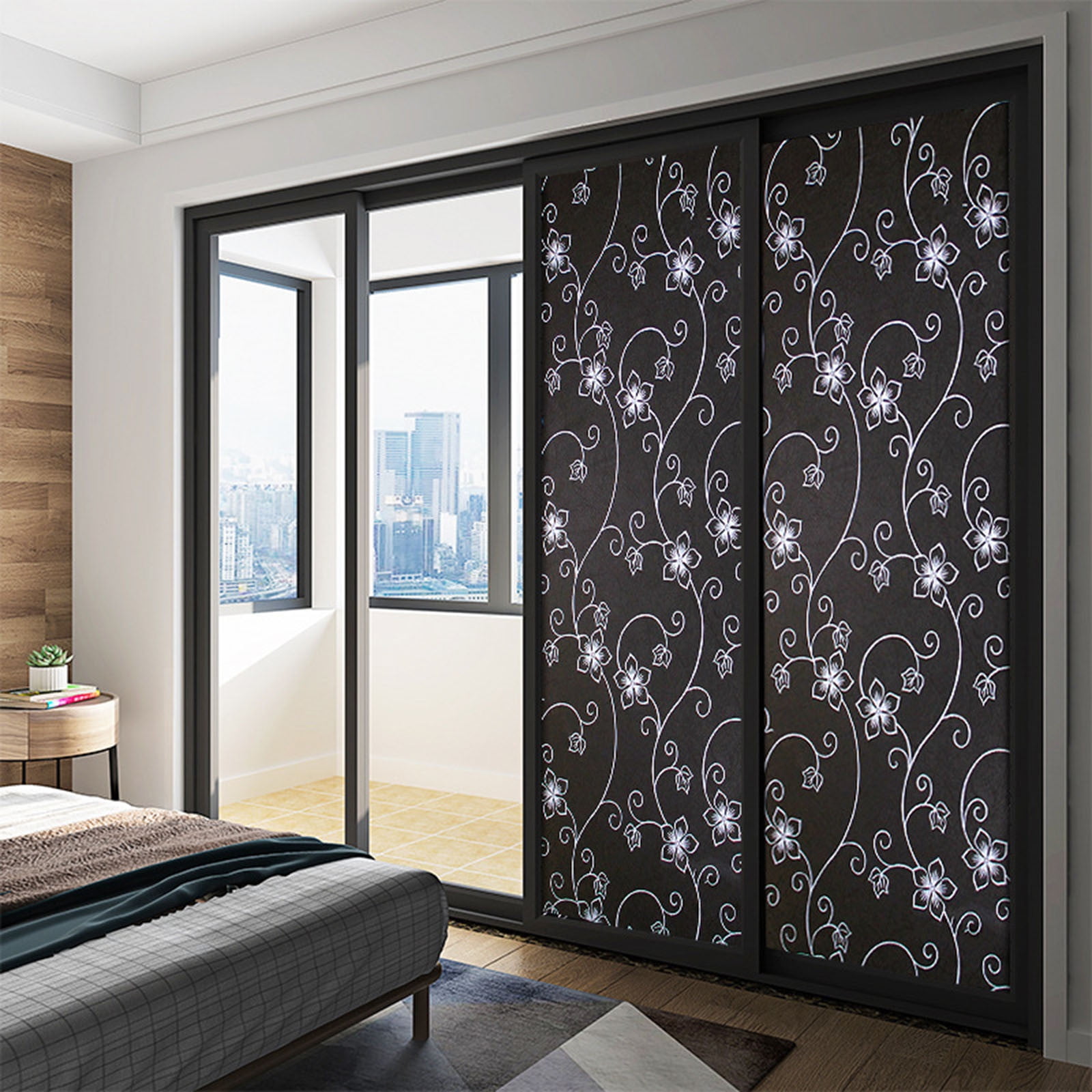 marioyuzhang Static Cling Privacy Window Film Black B Lackout Removable