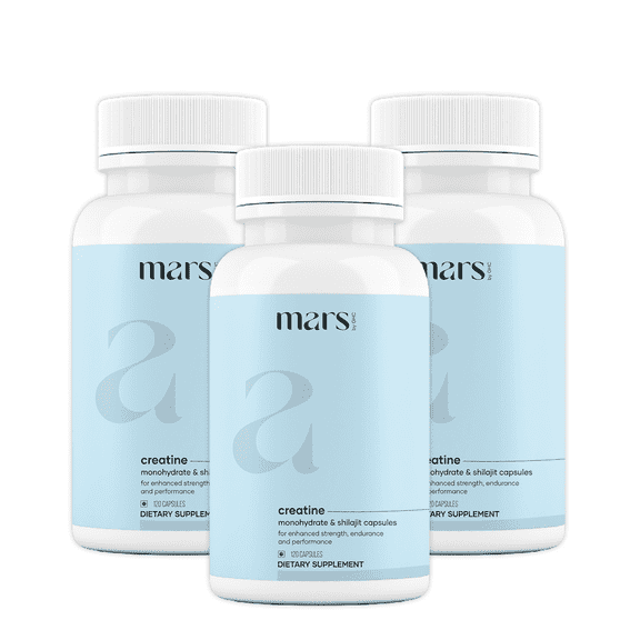 mars by GHC Micronized Creatine Monohydrate Caps with Shilajit & Ashwagandha | Overall Well-being - Pack of 3