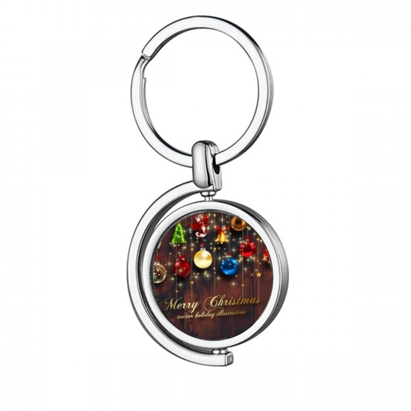 mas Bell Crutch Tree Festival Rotating Keychain Metal Keyring Holder