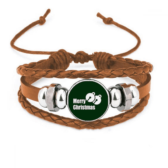 mas Bells Circles Pair Bracelet Wristband Leather Jewelry Ornament