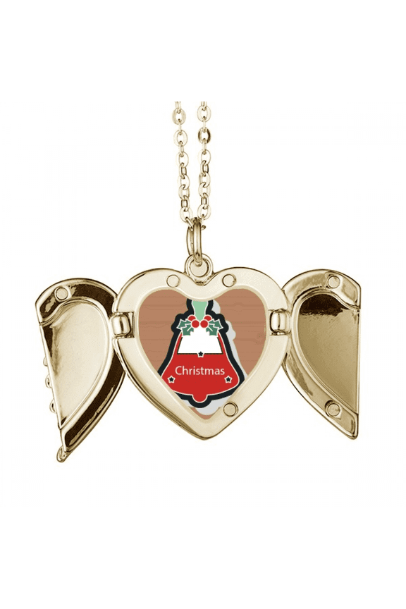 mas Bells mas Cartoon Icon Folded Wings Peach Heart Pendant Necklace