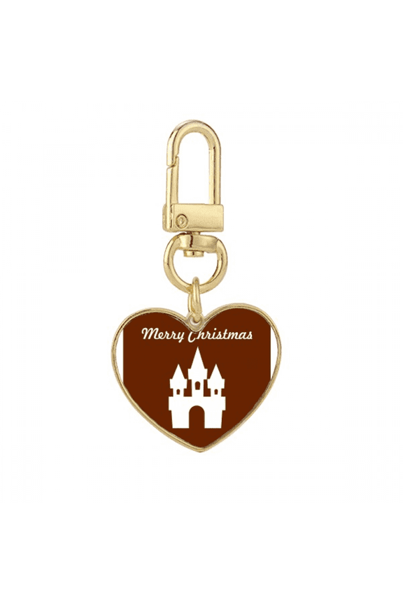 mas Castle Fairy Tale Magic Gold Heart Keychain Metal Keyring Holder