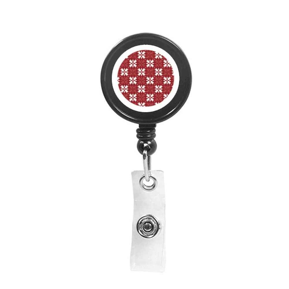 mas Decoration Red White Pattern Retractable Keychain Badge Holder ID Badge