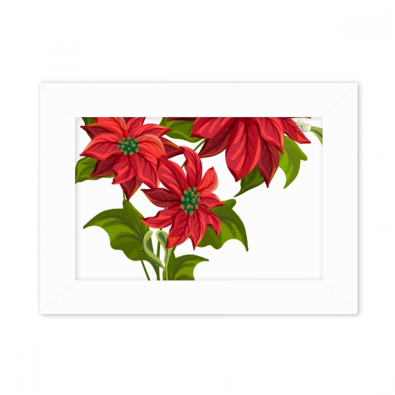 mas Flower Poinsettia Bouquet Red Photo Mount Frame Picture Art Painting Desktop 5x7 inch