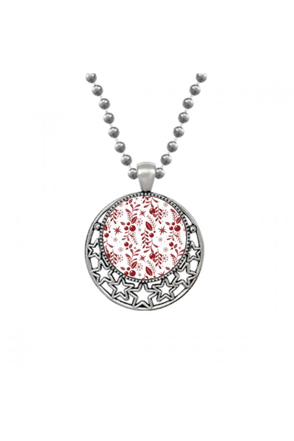 mas Red White Decoration Pattern Necklaces Pendant Retro Moon Stars Jewelry