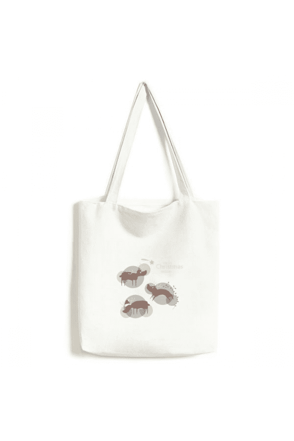 mas Reindeer Moose Pattern Tote Canvas Bag Shopping Satchel Casual Handbag