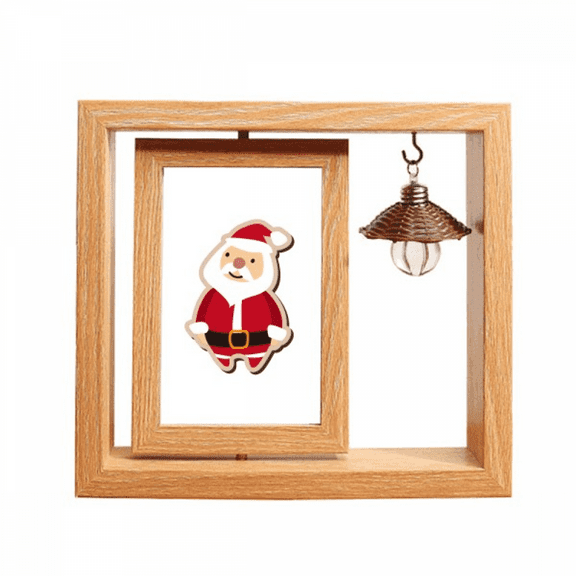 mas Santa Claus Cartoon Festival Wooden Rotating Picture Photo Frame 4x6