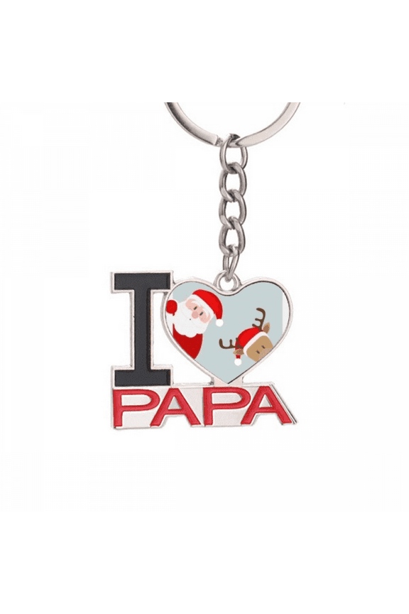 mas Santa Claus Elk Peep Keychain Metal Keyring Holder Love PAPA Father