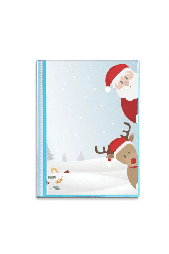 mas Santa Claus Elk Peep New Year Book Sheet Protectors Portfolio Binder Folder