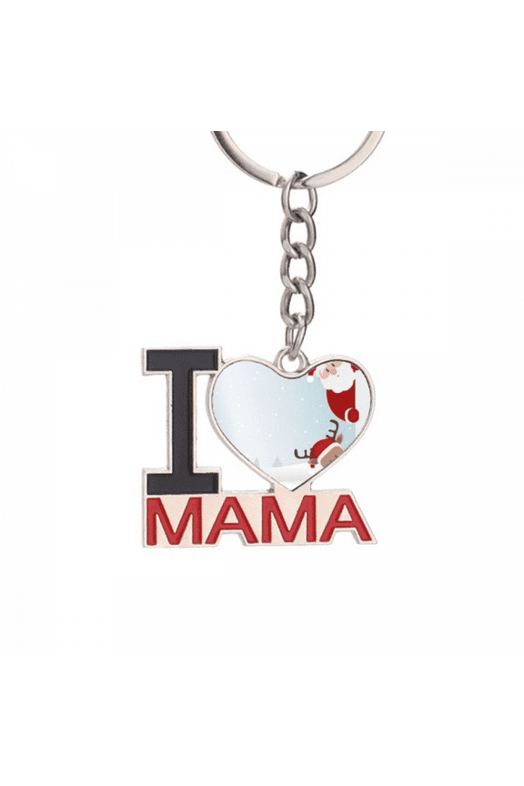 mas Santa Claus Elk Peep New Year Keychain Metal Keyring Holder Love MAMA Mother