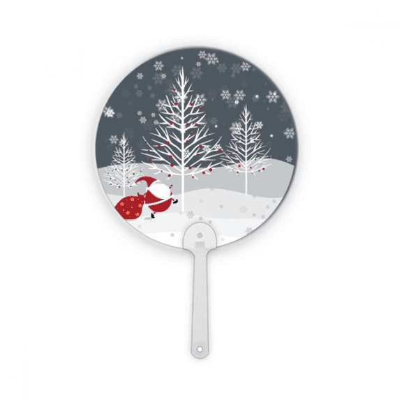 mas Santa Claus Snowflake Tree Plastic Round Handheld Fan Decorations Craft