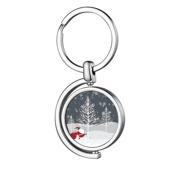 mas Santa Claus Snowflake Tree Rotating Keychain Metal Keyring Holder