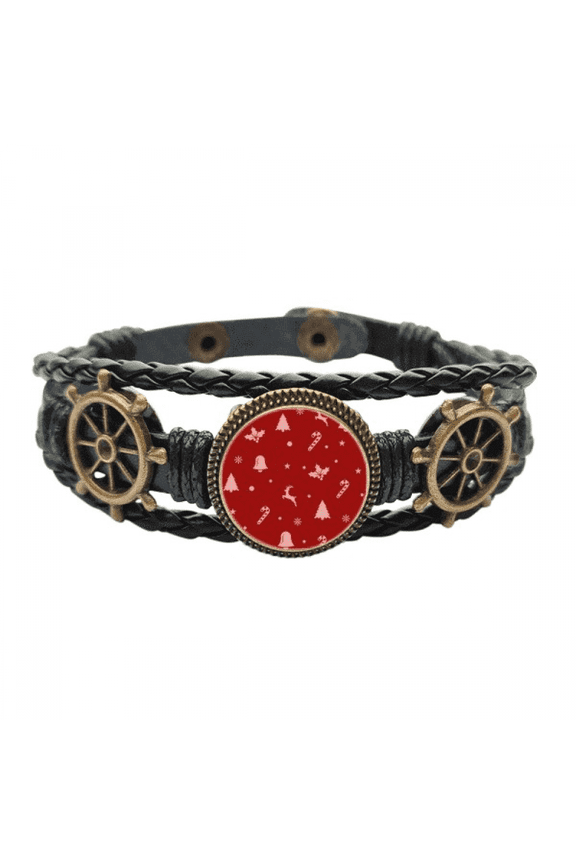 mas Snowflake Elk Crutch Bell Leather Braided Ocean Bracelet Wristband