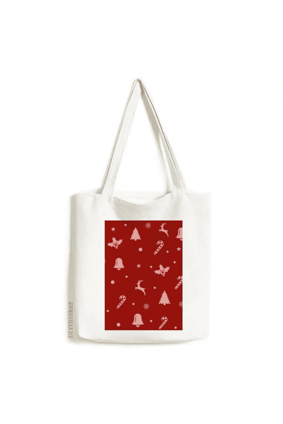 mas Snowflake Elk Crutch Bell Tote Canvas Bag Shopping Satchel Casual Handbag