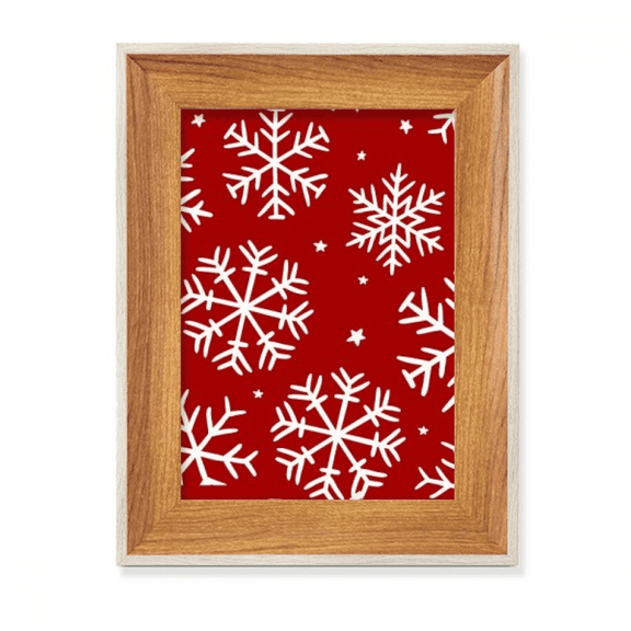 mas Snowflake Red Festival Desktop Wooden Photo Frame Display Picture Art Painting Multiple Sets