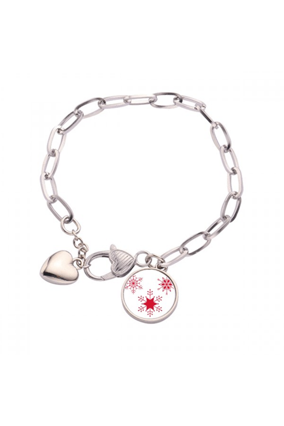 mas Snowflake Red Festival Heart Chain Bracelet Jewelry Charm Fashion