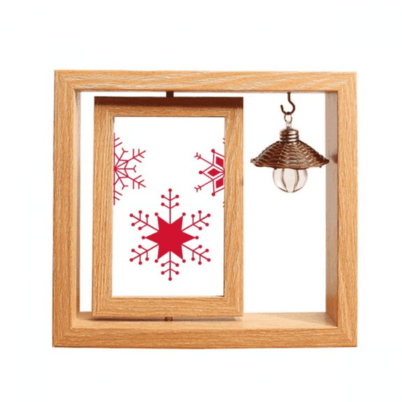 mas Snowflake Red Festival Wooden Rotating Picture Photo Frame 4x6