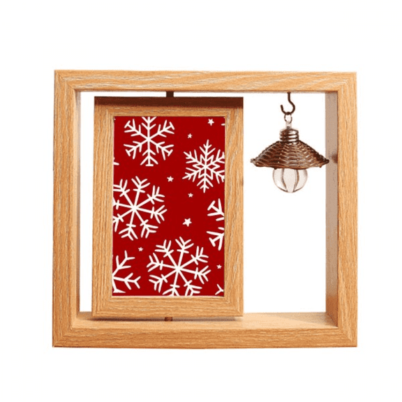 mas Snowflake Red Festival Wooden Rotating Picture Photo Frame 4x6