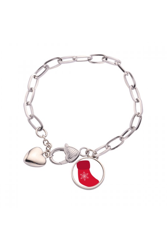 mas Snowflake Sock Red Festival Heart Chain Bracelet Jewelry Charm Fashion