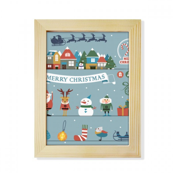 mas Snowman Festival Santa Claus Desktop Adorn Photo Frame Display Art Painting Wooden