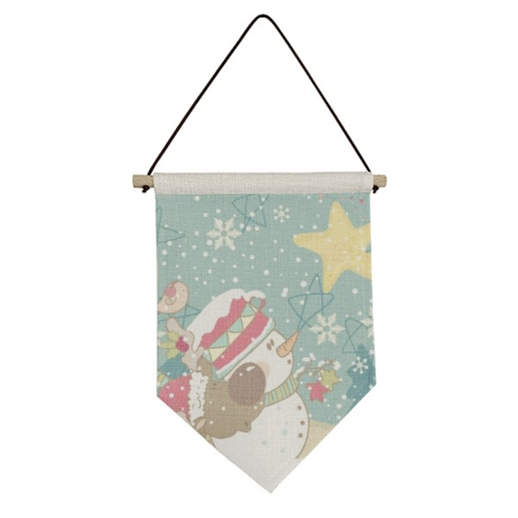 mas Snowman Snowflake Dog Festival Canvas Flag Hanging Wall Art Decor Banner