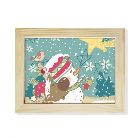 mas Snowman Snowflake Dog Festival Desktop Photo Frame Picture Art Decoration Painting 6x8 inch