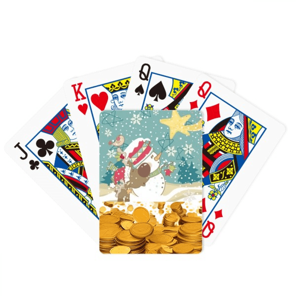 mas Snowman Snowflake Dog Festival Gold Playing Card Classic Game