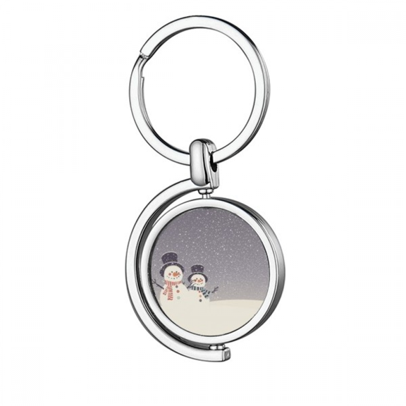 mas Snowman Snowflake Festival Rotating Keychain Metal Keyring Holder