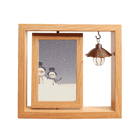 mas Snowman Snowflake Festival Wooden Rotating Picture Photo Frame 4x6