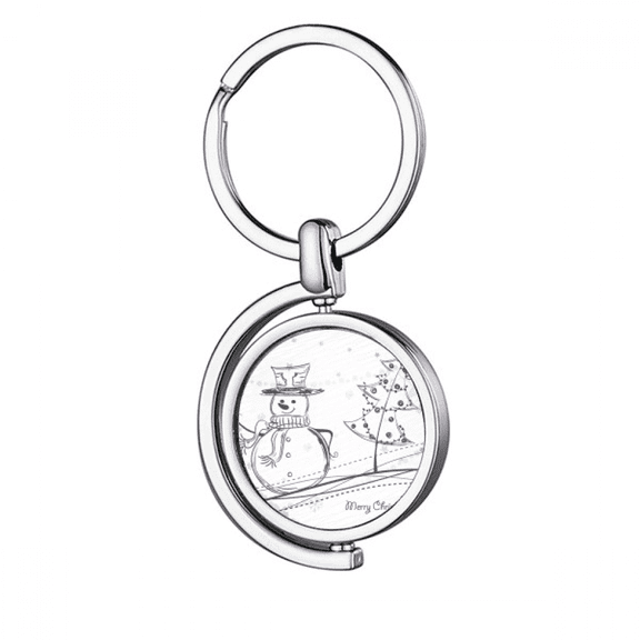 mas Snowman Snowflake Tree Sketch Rotating Keychain Metal Keyring Holder