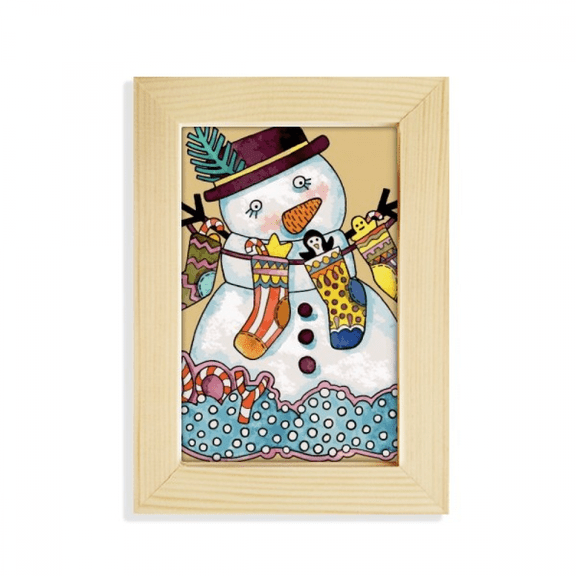 mas Snowman Sock Festival Desktop Display Photo Frame Picture Art Painting 5x7 inch