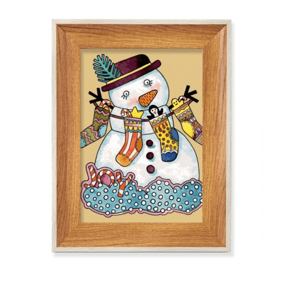 mas Snowman Sock Festival Desktop Wooden Photo Frame Display Picture Art Painting Multiple Sets