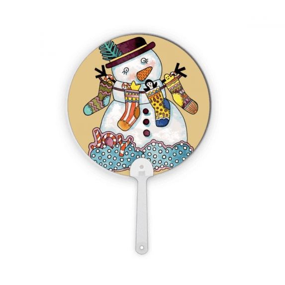 mas Snowman Sock Festival Plastic Round Handheld Fan Decorations Craft